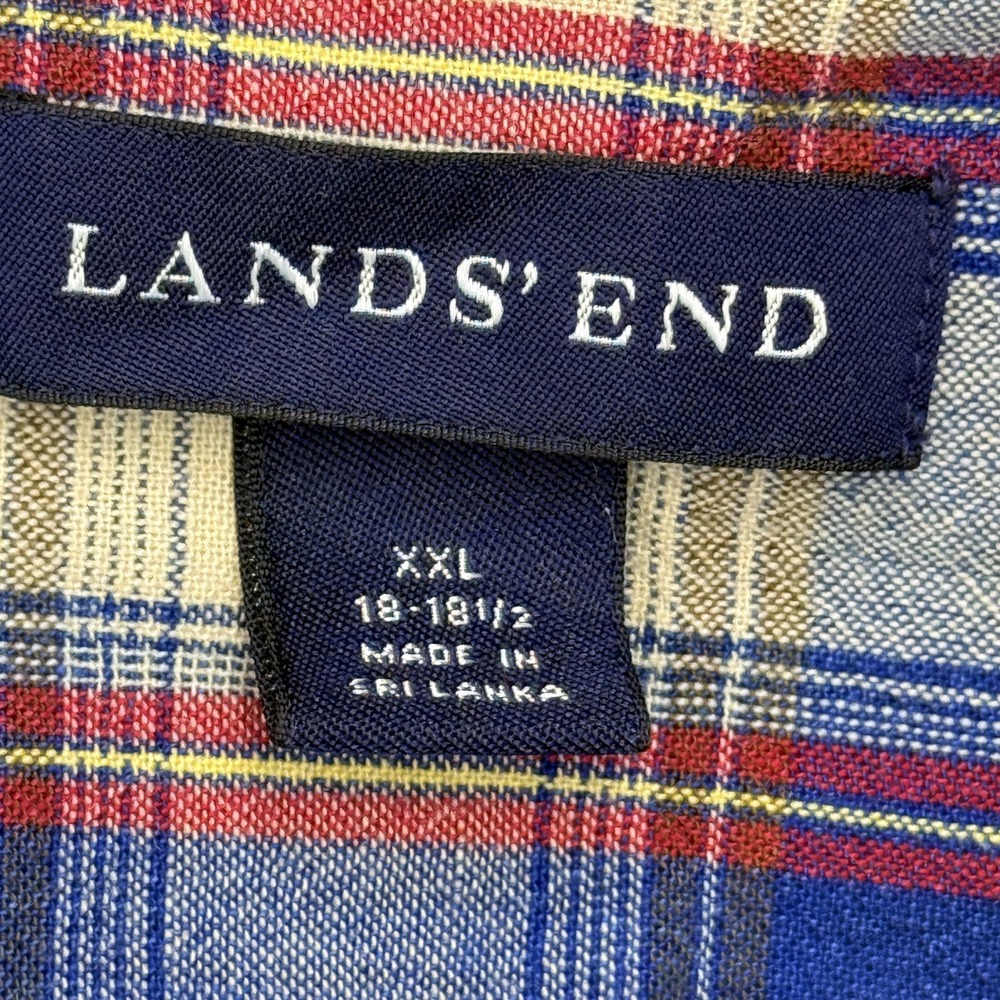Lands End Mens XXL Plaid Western Snap Shirt Pearl Snaps - Picture 3 of 8